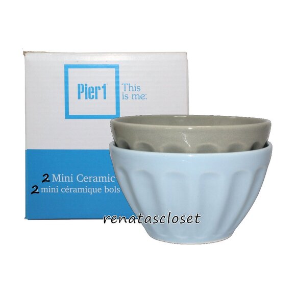 Pier 1 Imports 2-pc Mini Ceramic Prep Bowl NWT/NIB - Picture 1 of 13